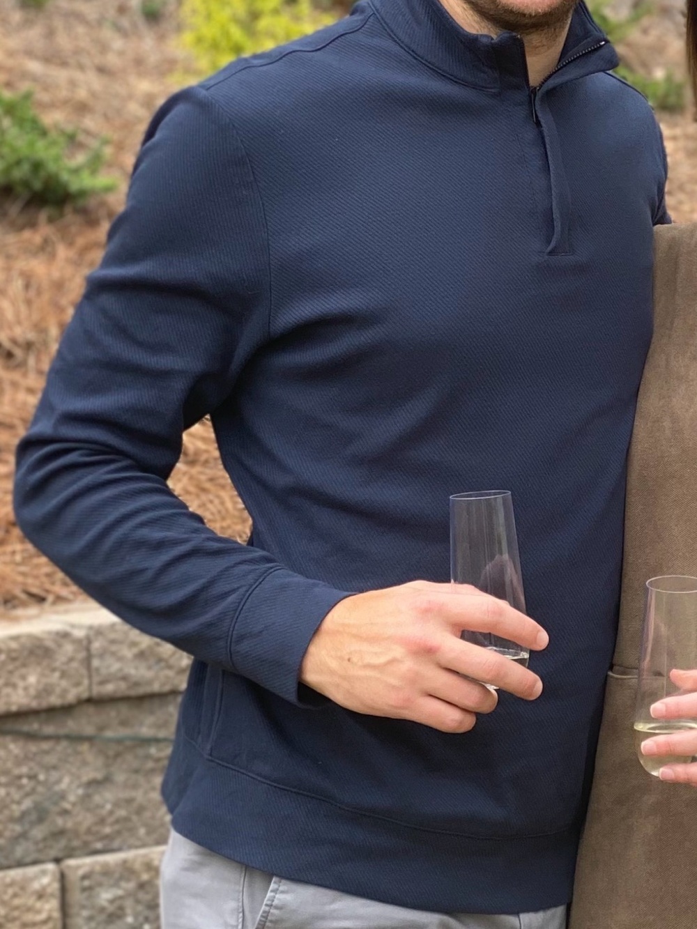 Express Men's Navy Quarter-Zip Pullover Sweater